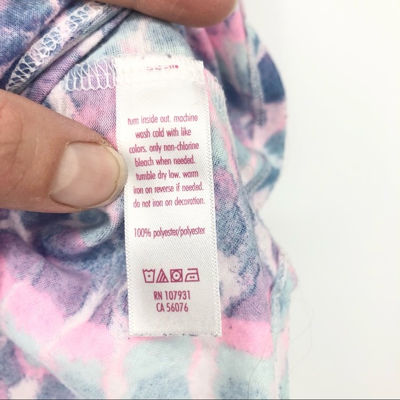 Justice Size 8 Pink Purple & Blue No Problemo Tie Dye Sparkle Short Sleeve Tee - Picture 3 of 4